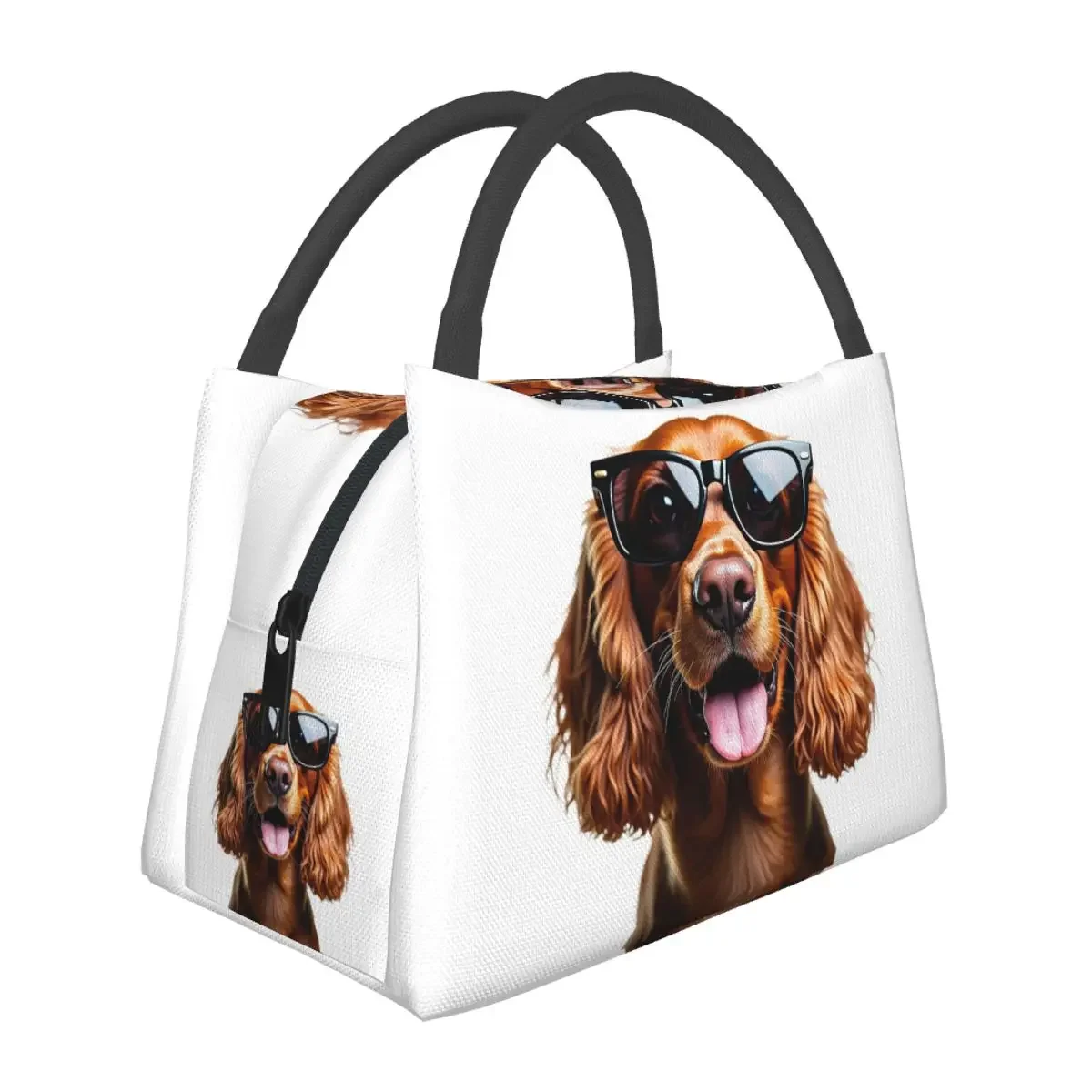 Funny Cool Cocker Spaniel Wearing Sunglasses Insulated Lunch Bag for School Bento Storage Food Boxes Portable Thermal Lunch Box