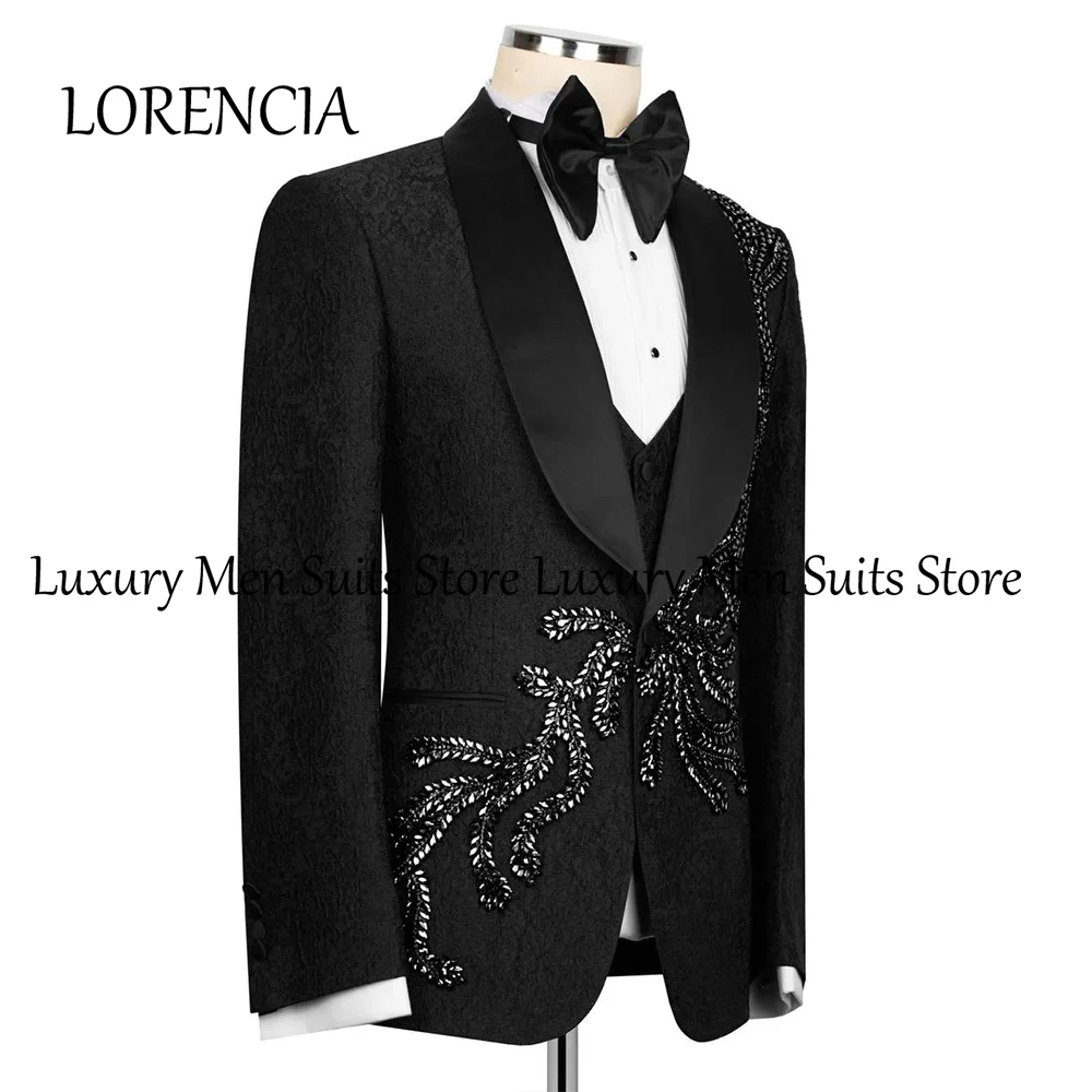 بدل جاكار فاخرة للرجال 3 قطع شال طوق البدلات الرسمية ملابس الحفلات المسائية مخصصة السترة السراويل سترة Somerset heren