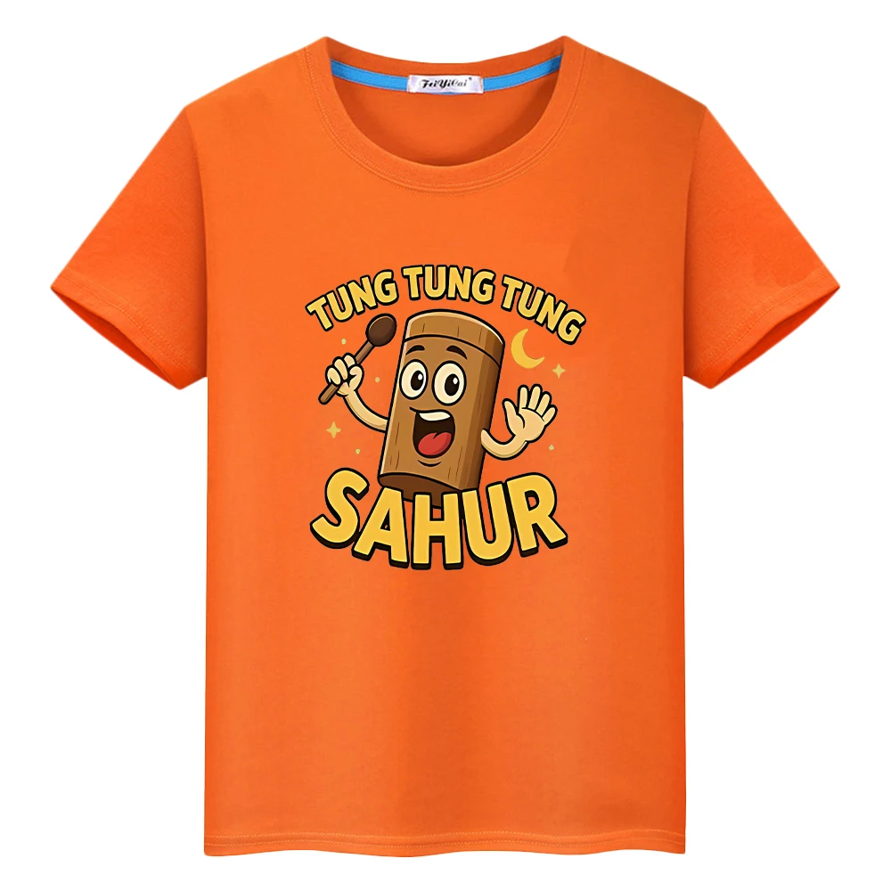 

t shirt for kids boy 10years tung tung sahur print 100%Cotton Tees Anime Short Cute Tops cartoon kids clothes girl y2k Halloween