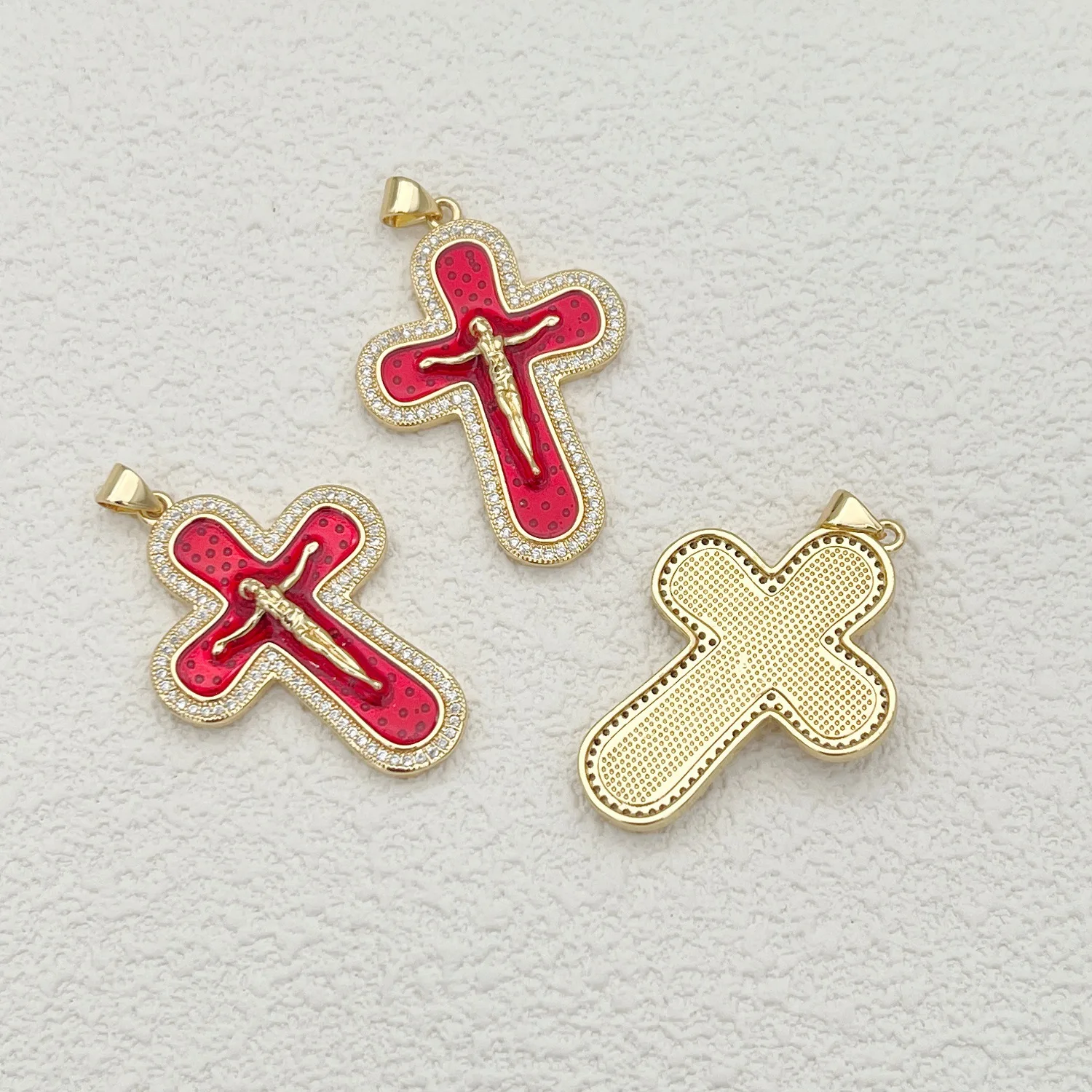 5 Pieces European and American Red Virgin Mary Cross Pendant Accessories DIY Pearl Necklace Jewelry Making Materials Wholesale