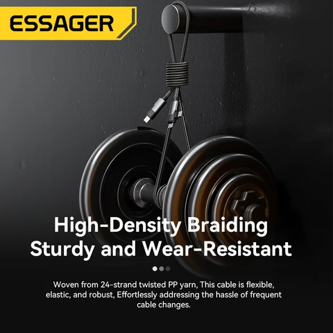 Кабель Essager 2 в 1 USB Type C 65 Вт для быстрой зарядки iPhone, MacBook, Xiaomi — детальный вид товара