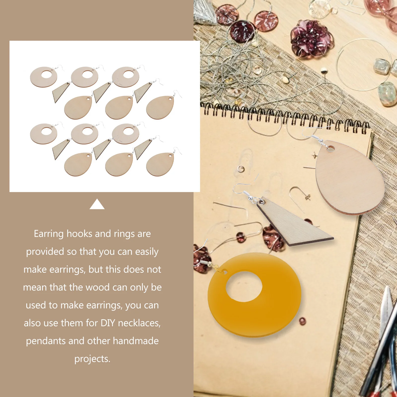 

1Set Unfinished Earring Kit Paintable Earrings Jewelry Materials Exercise Hands-on Ability Rounded Corners Not Easy to Scratch