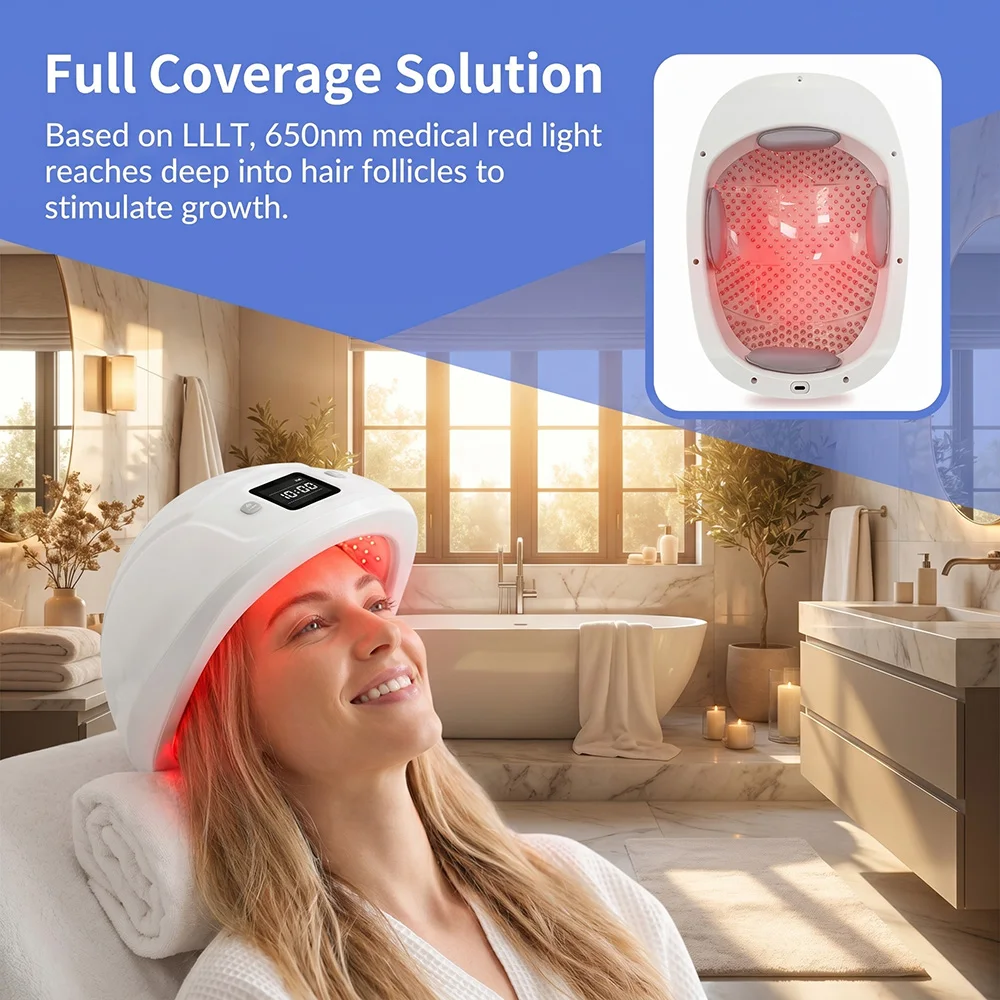 

Upgraded Hair Growth Laser Helmet Anti Hair Loss Cap with 448 Diodes 650nm LLLT Red Light Therapy Device Hair Regrowth Machine