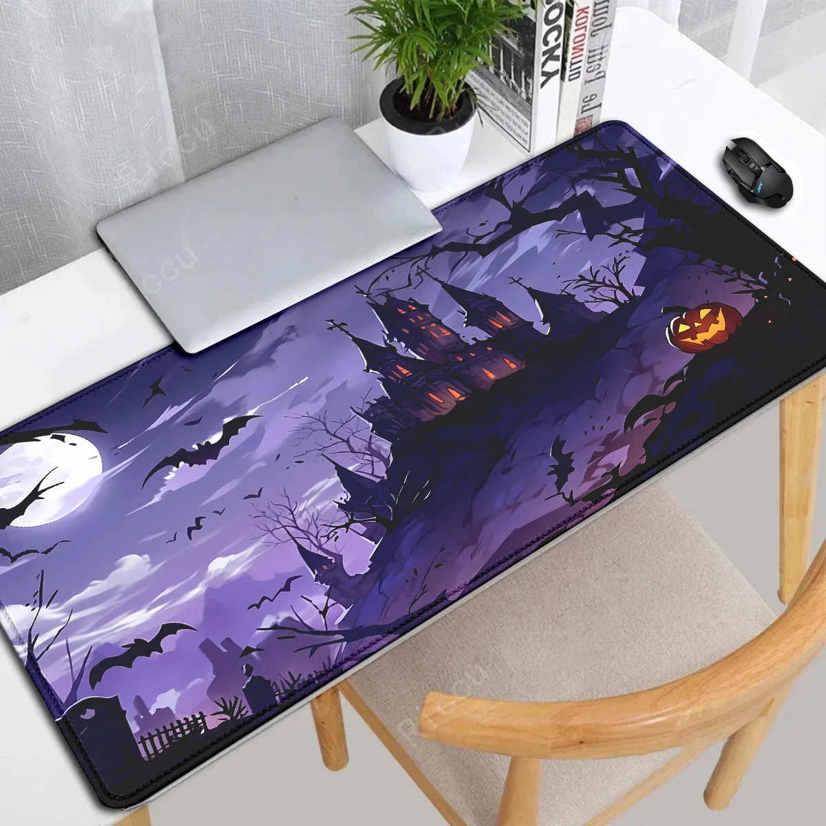 Halloween Pumpkin Bat Desk Mat Extended Gaming mouse pad Large mousepad XXL Keyboard Game Mousepad Office Home Decor Accessories