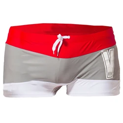 Quick Dry Male Swimming Shorts,Drawstring Letter Mens Swim Trunks,Boxer Shorts,Square Leg Boardshorts,Diving/Beach/Surfing Suits