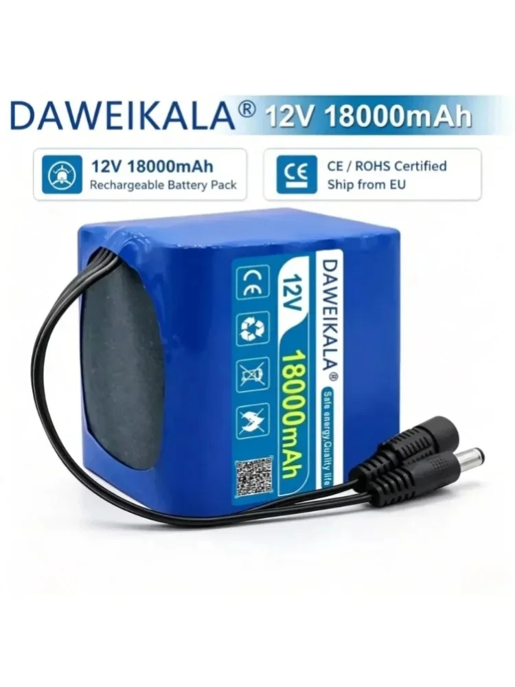 Nowy przenośny akumulator litowo-jonowy Super 12V 18Ah z możliwością ładowania, pojemność 10Ah, napięcie DC 12.6V, do monitora CCTV + ładowarka — 2