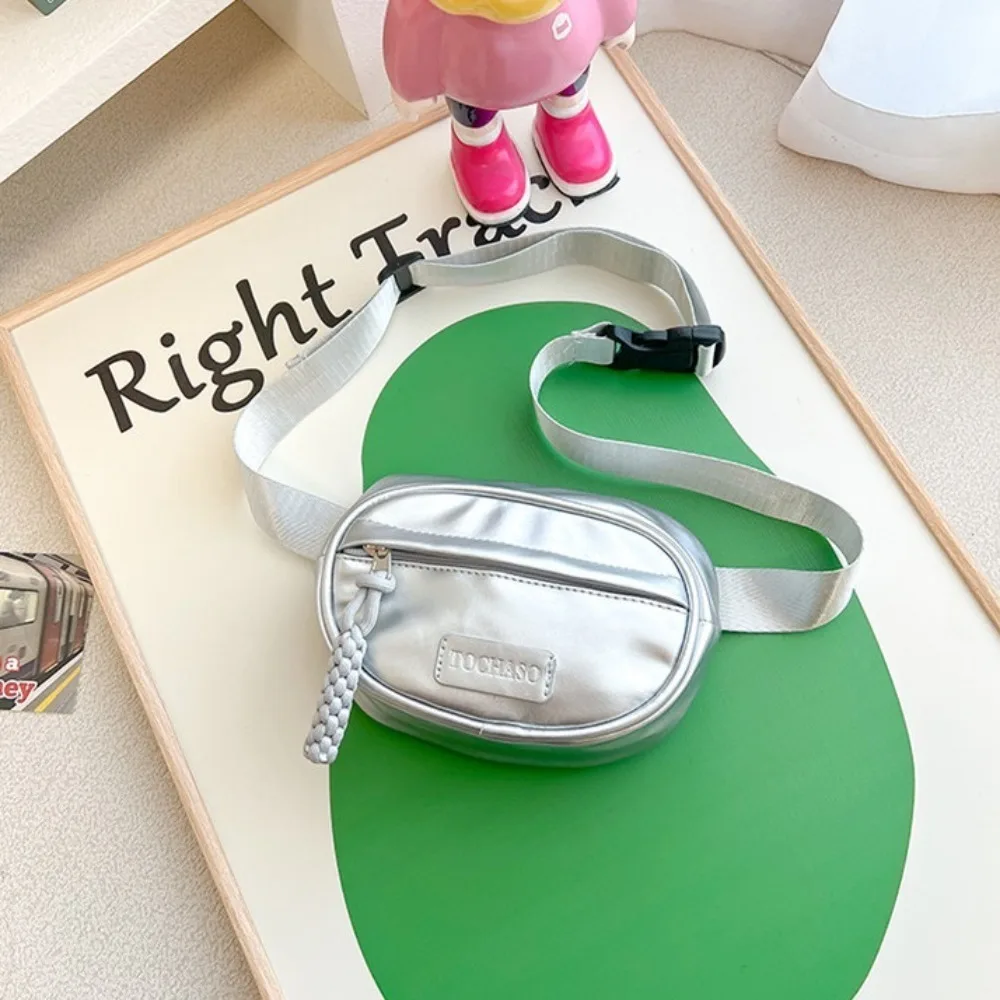 All-match Kawaii Children's Waist Bag Candy Color PU Kids' Shoulder Bag Creative Lightweight Kids' Chest Bag Daily