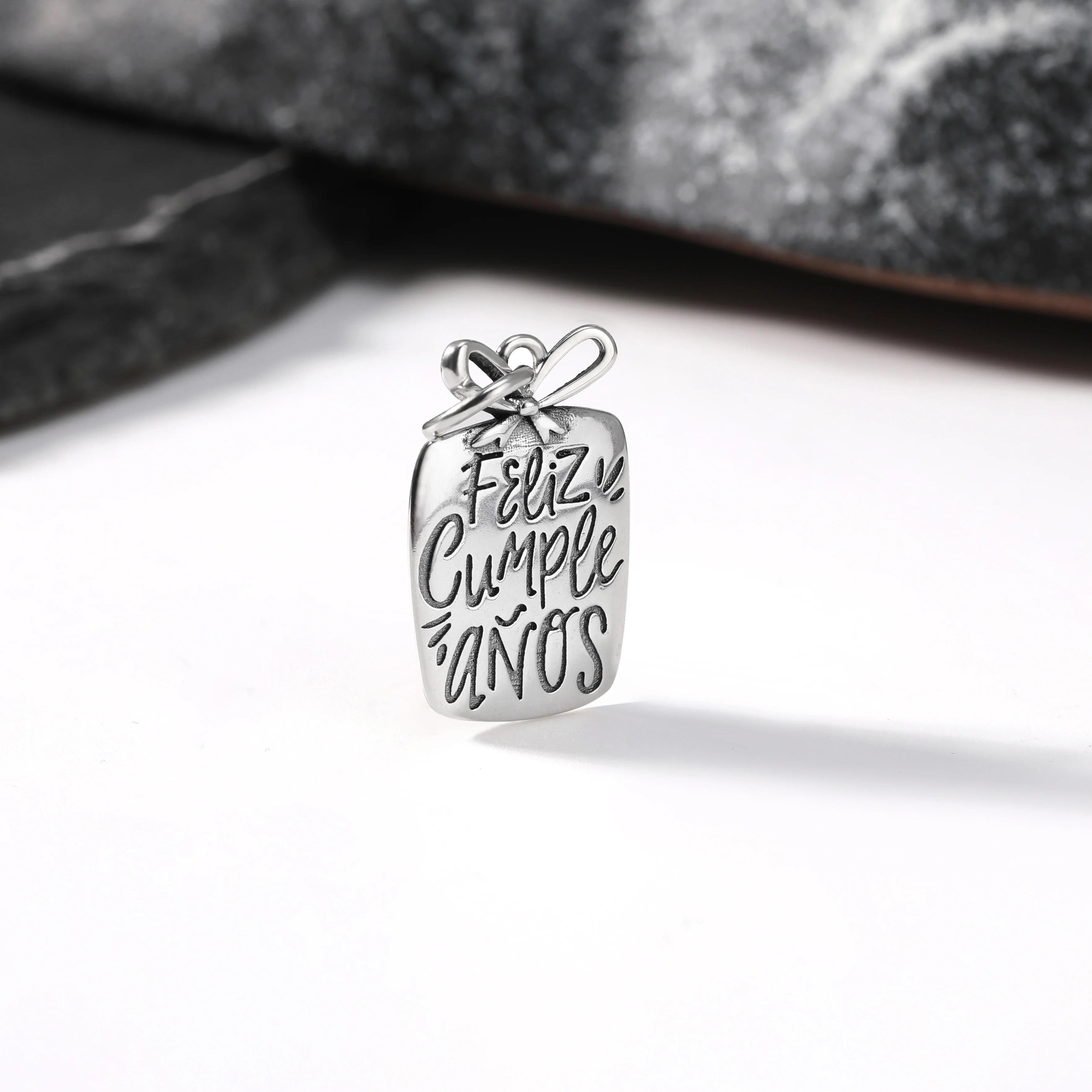 

DJ080 Authentic 925 Pure Silver Classic Fashion Letter Blessing Pendant "Happy Birthday" Pendant DIY Silver Jewelry