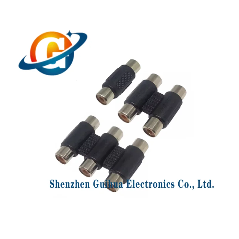 10pcs 1/2/3 RCA lotus connector AV straight connector plug female to female audio and video cable extension plug adapter connect