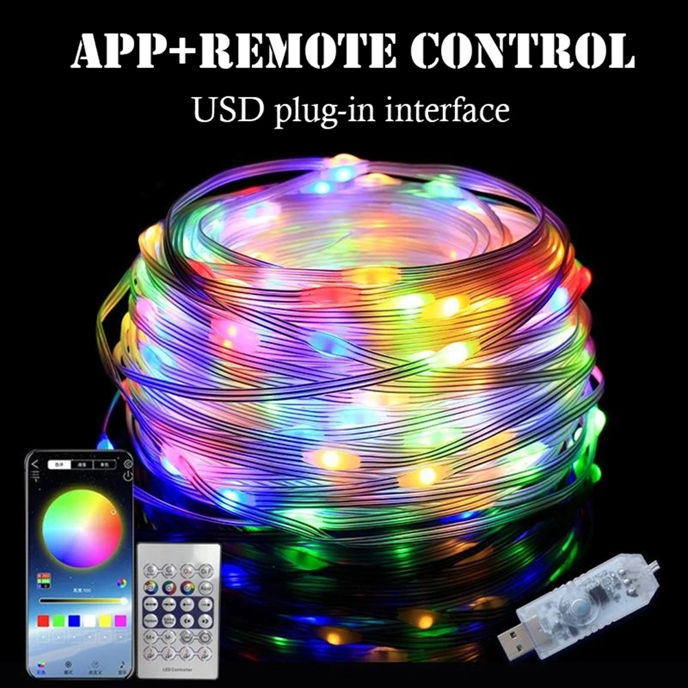 5M/10M/15M/20M/40M LED String Light App Control Garland IP65 Outdoor Fairy Lights For Christmas Holiday Party Birthday Decor