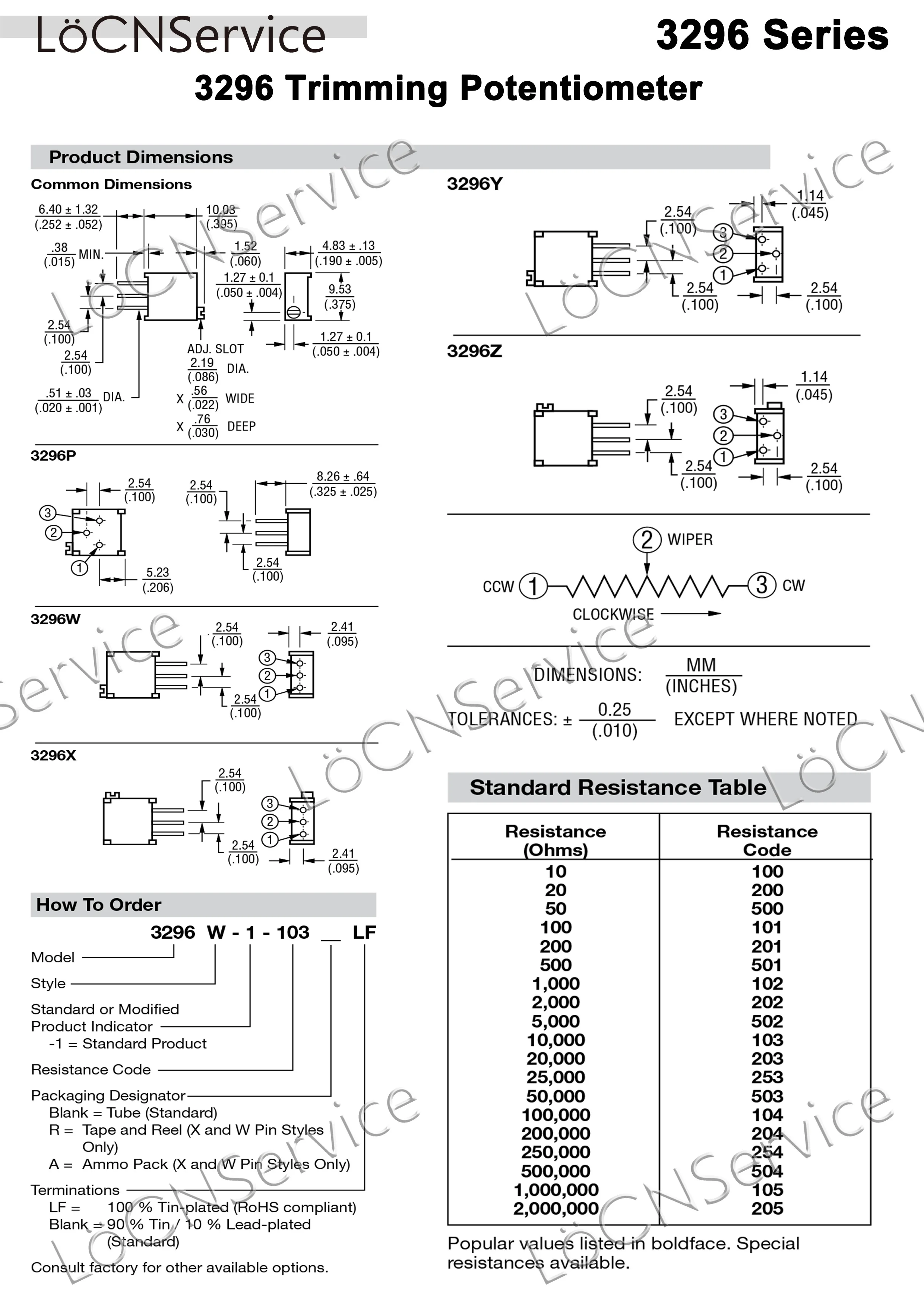 3296W 50PCS 100R 200R 500R Potenziometro di taglio Made in China Alta qualità 3296W-1-101 3296W-1-201 3296W-1-501 101 201 501