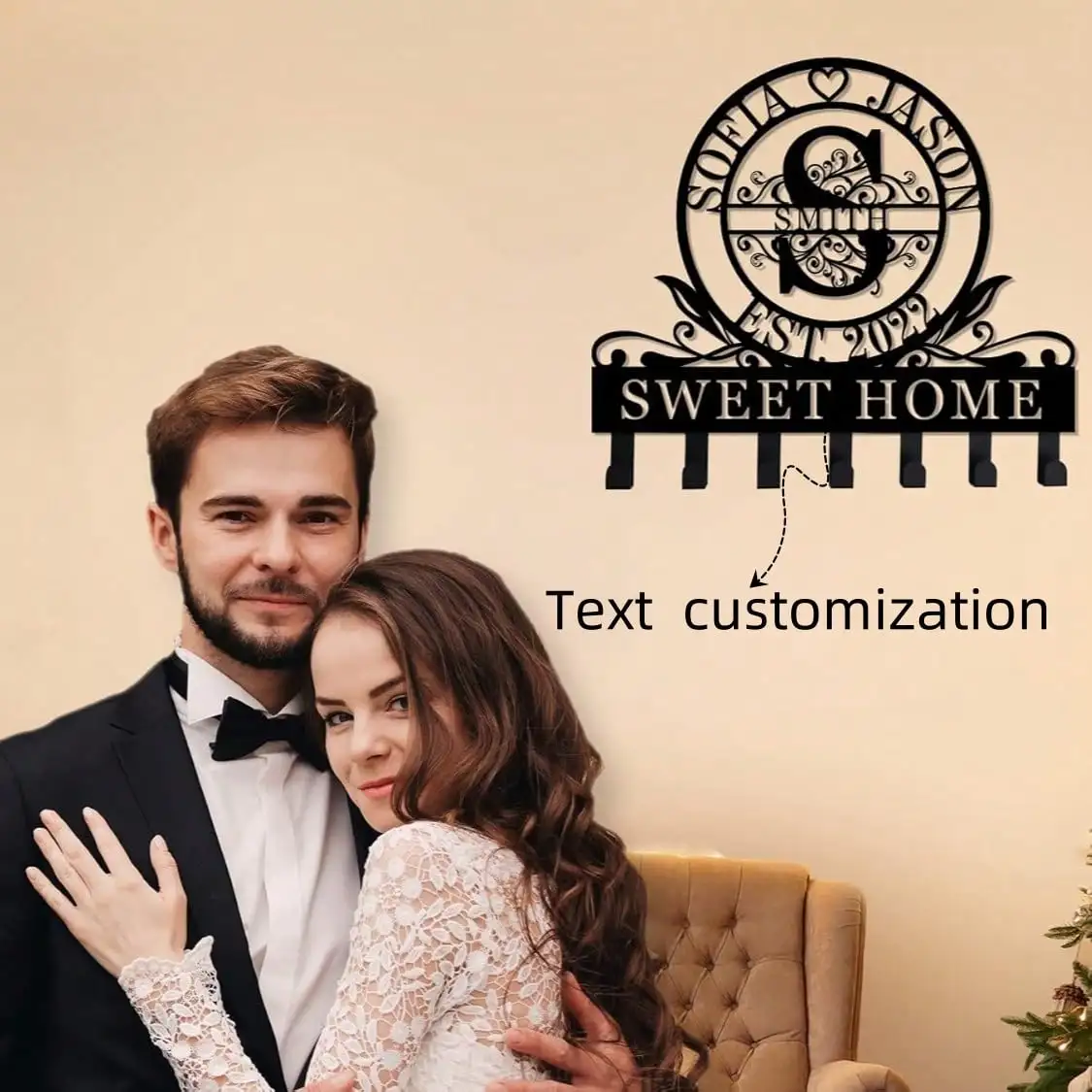 

Metal Iron Wall Mounted Key Holder Entryway Decorative Rack Organizer For Home Office