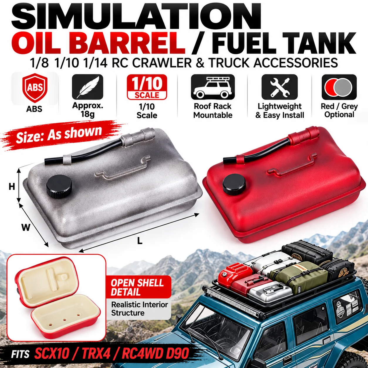 1/10 Scale Mini Simulation Retro Fuel Tank Oil Barrel Decoration Parts for RC Crawler SCX10 TRX4 Defender RC4WD D90 Model Parts