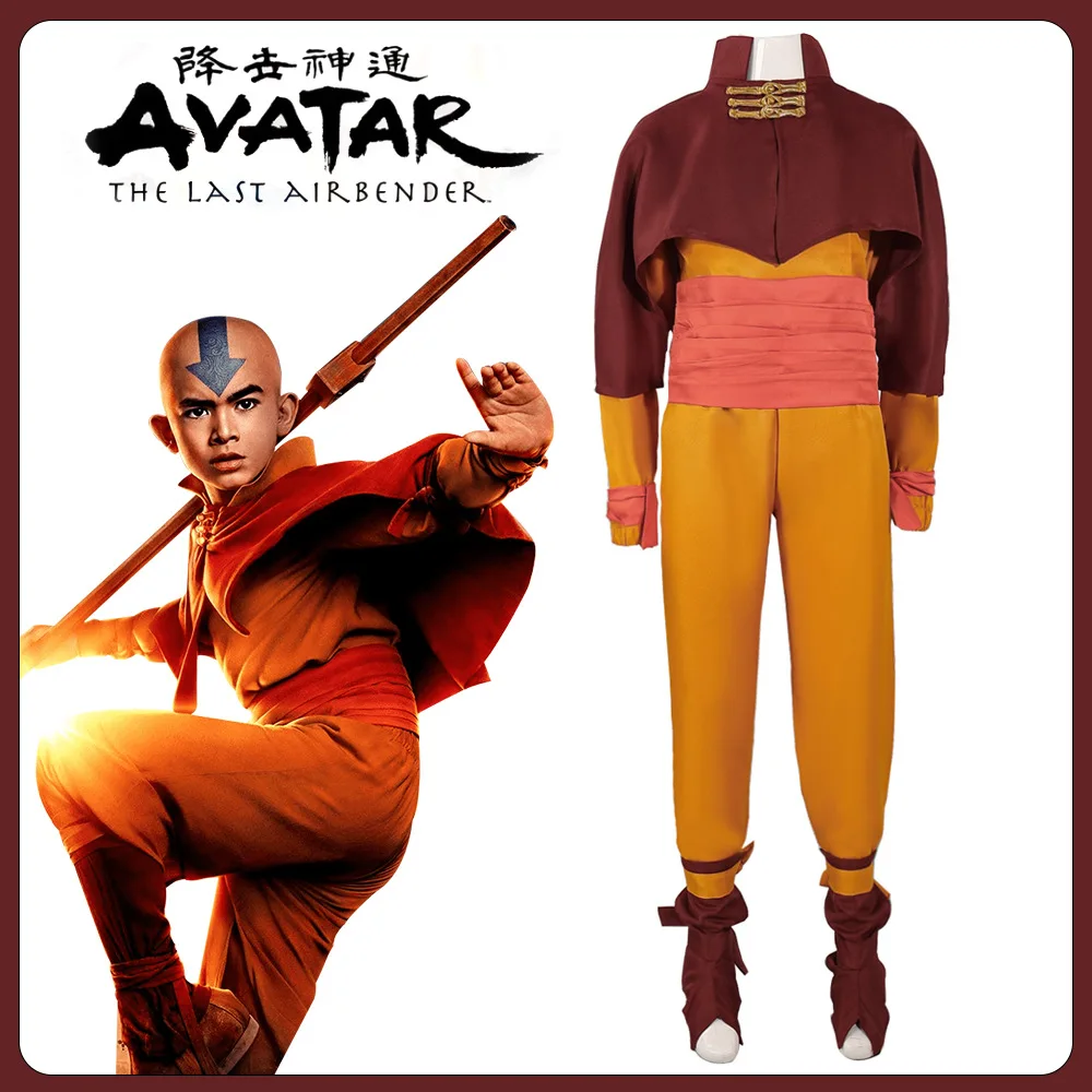 Combinaison de Cosplay Avatar Aang pour Adulte et Enfant, Costume de Batterie Unisexe, Accessoire de ixd'Halloween