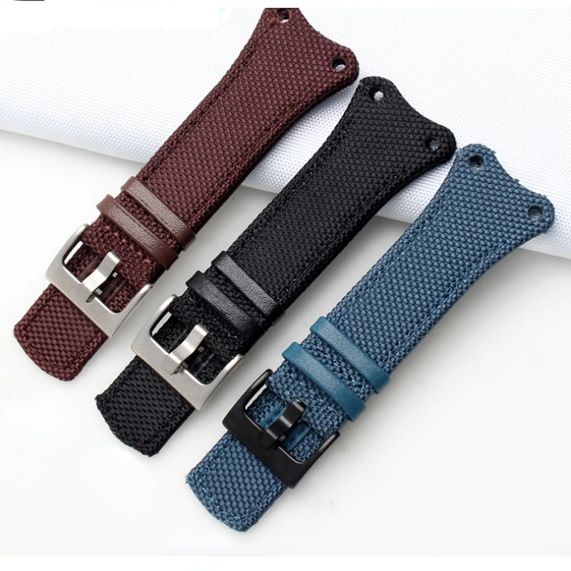 Nylon + leather strap black Brown blue men\'s wristband For CK K4B384B3 K4B371B6 K4B371B3 K4B384B6 canvas watch chain watchband