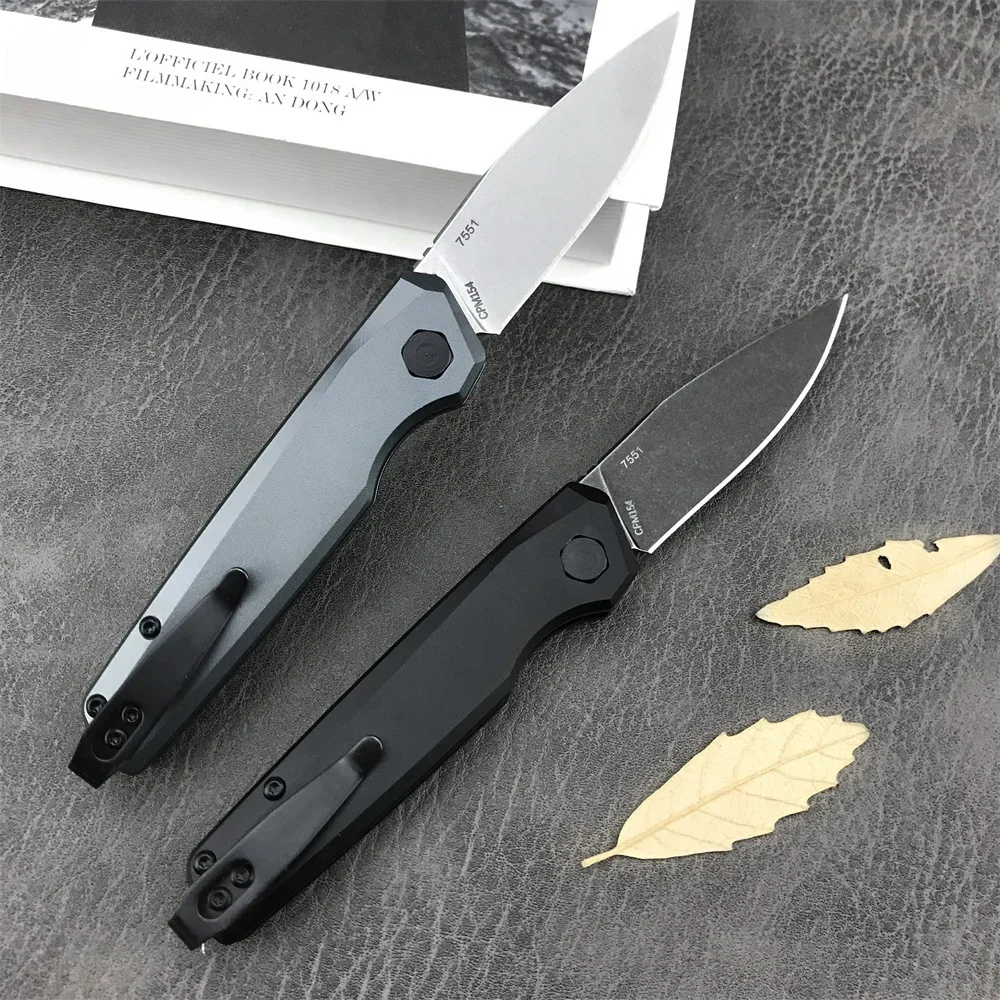 Pocket Tactical KS 7551 Assisted EDC Folding Knife CPM-D2 Stonewashed Blade Aluminum Alloy Handles Outdoor Camping Hunting Tool