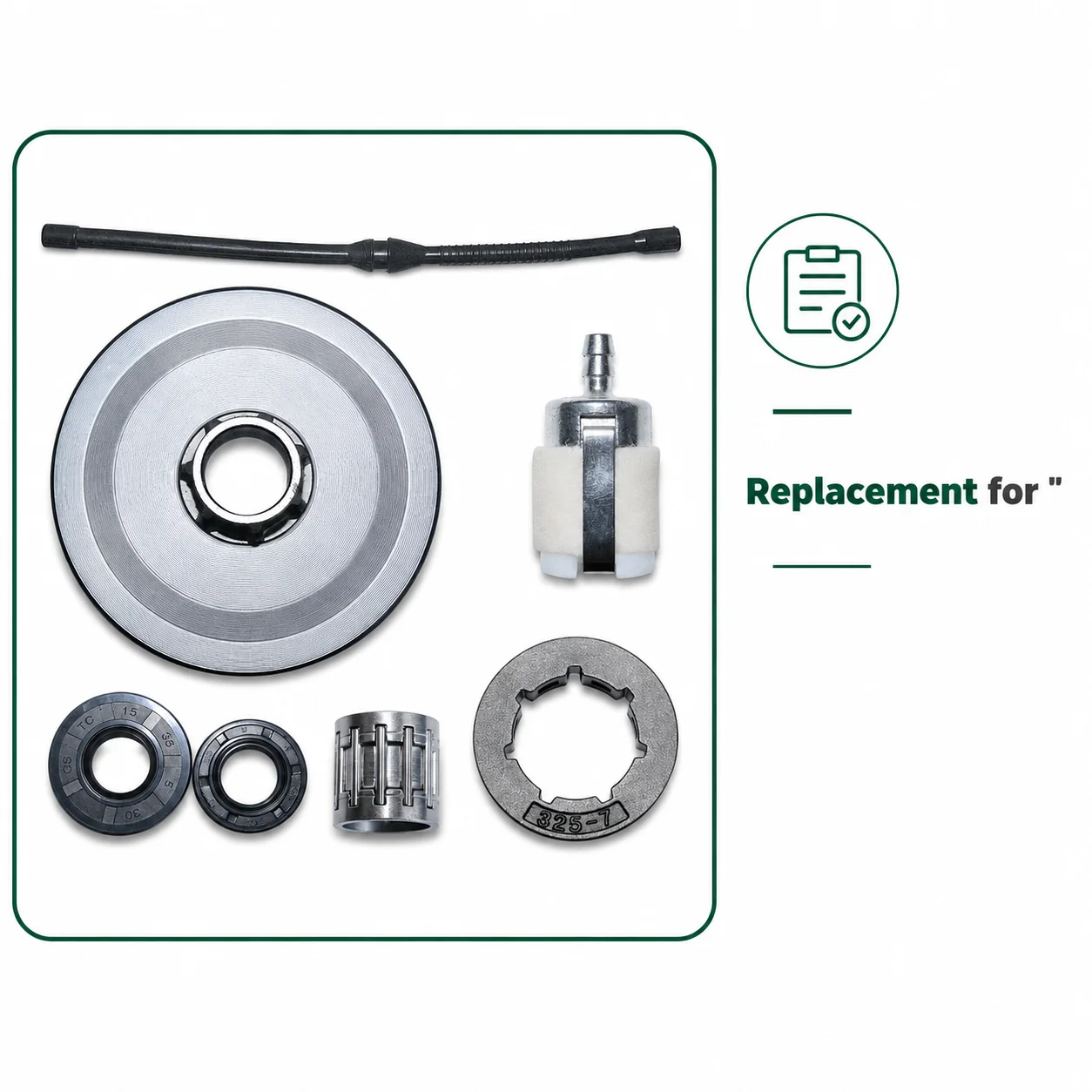 .325 7T Clutch Drum Sprocket Rim Kit Needle Bearing Oil Seal Fuel Filter Line For Chinese 4500 5200 5800 45cc 52cc 58cc Chainsaw