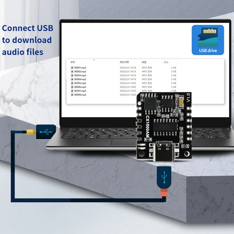 CX1000AM Serial Controlled Voice Player Module MP3 Voice Chip Module Trigger Voice Broadcast Custom Audio