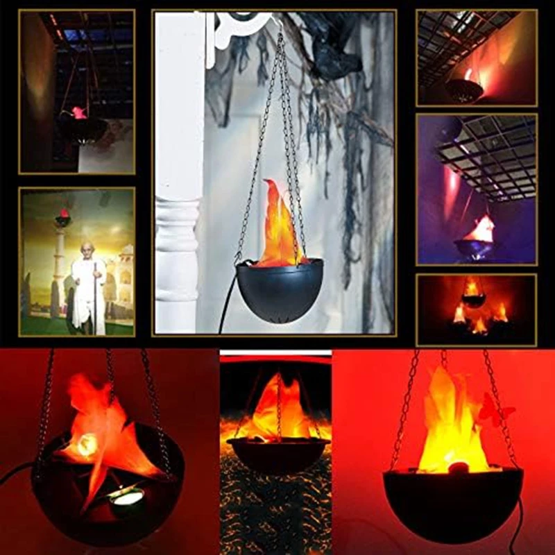 Imagem -03 - Fake-fire Pendurado Led Flame Light Silk Flame Light Lâmpada Campfire Realista Suporte Durável Efeito de Palco 3d