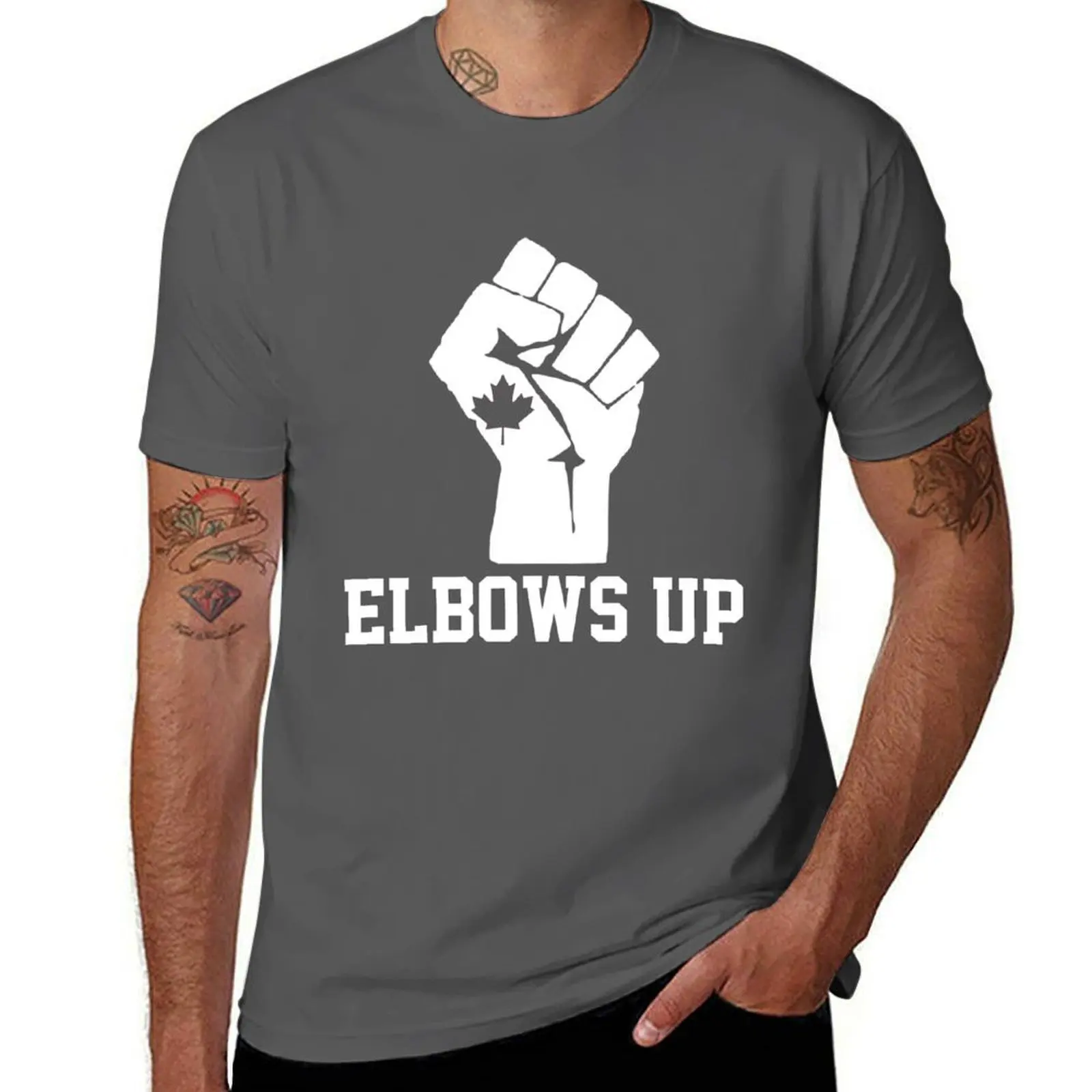 

Elbows Up Canada - Canadians Patriotic T-Shirt Soft Cotton Print T-Shirt