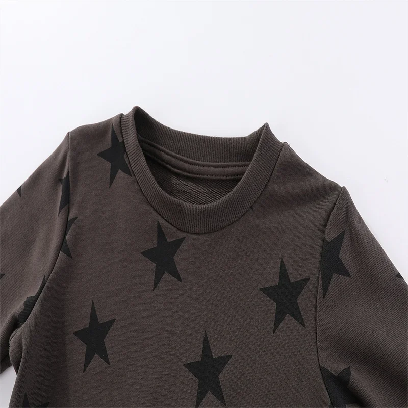 Sprung meter 2-7t Langarm Sterne drucken Jungen Mädchen Sweatshirts Herbst Frühling Kinder Kleidung heiß verkaufen Hemden Tops – Detail 4
