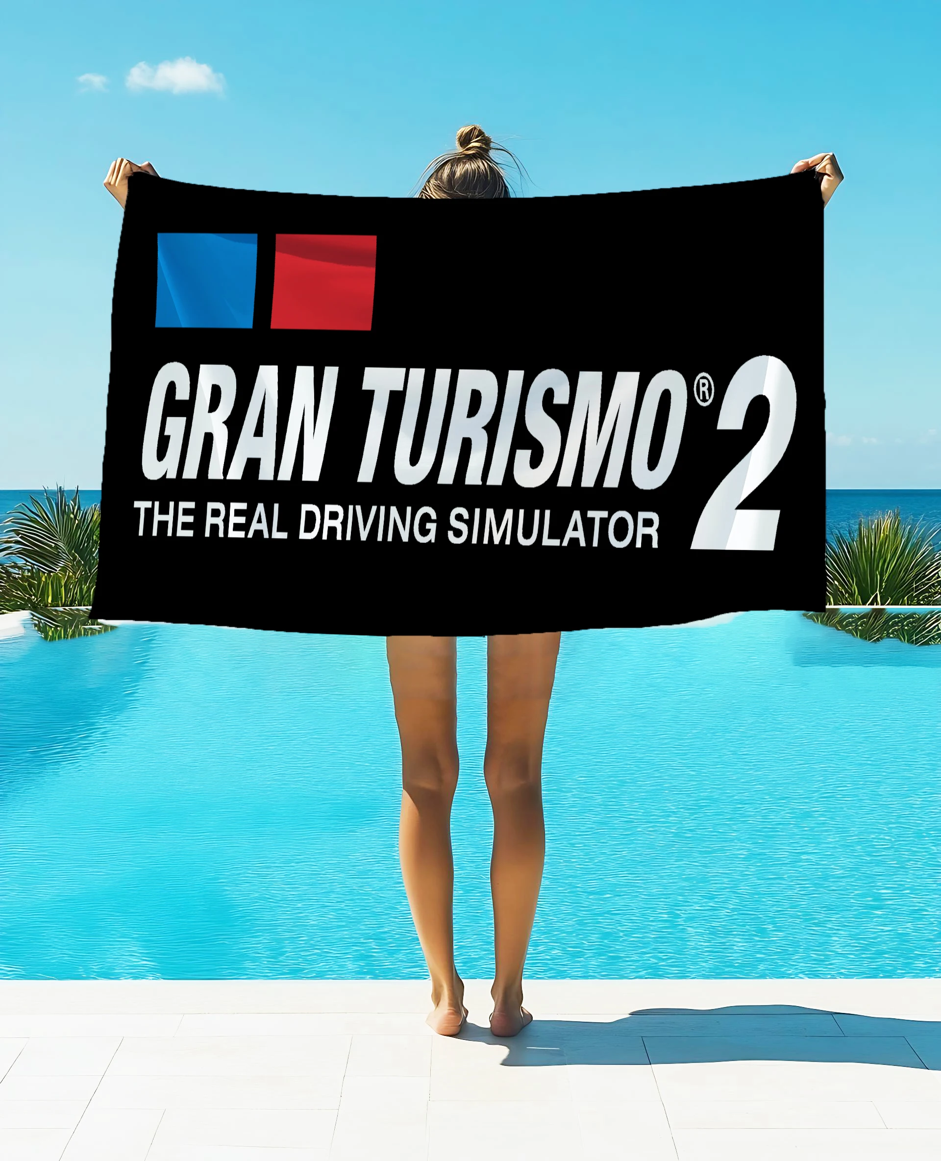 1pcs G-Gran-Turismo Printed Towel Flannel Quick-drying Double-sided Bath Wash Face  Velvet Absorbent Towel