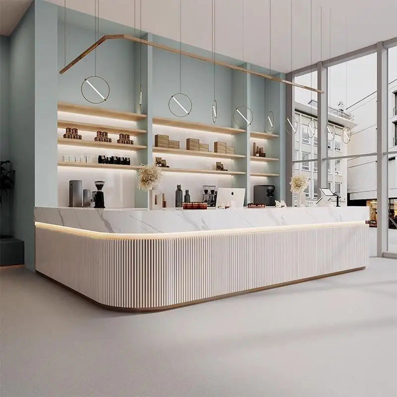 #Modern luxury minimalist wooden reception suitable for hotel shopping malls, retail store checkout and business use