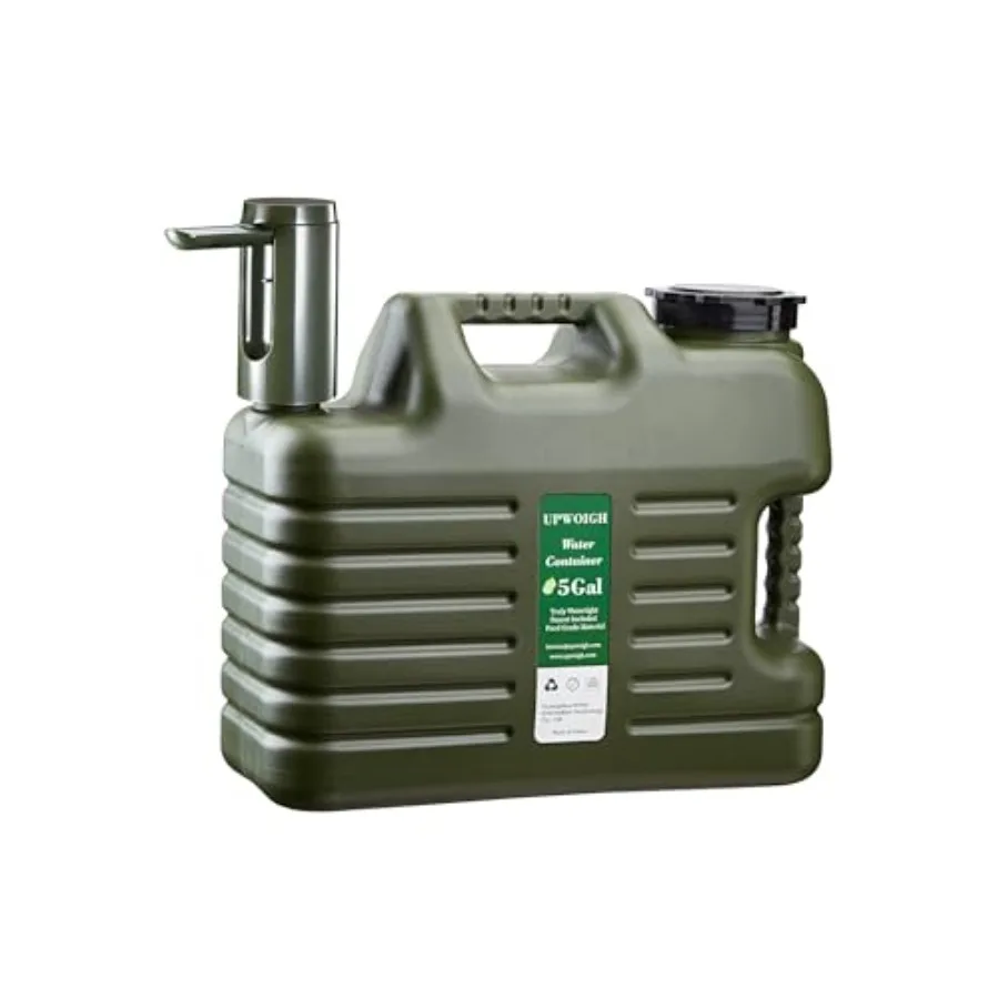 

Outdoor portable 5-gallon water jug with automatic touch-control pump, leak-proof spigot, Type-C rechargeable, military green H