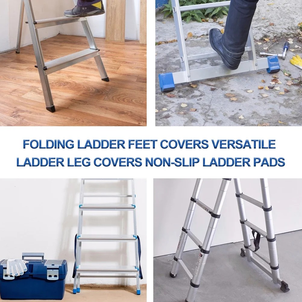 Alfombrilla de goma antideslizante para pies de escalera, cojín para pies, piezas de escalera plegable, cubierta para pies, 2/4 piezas