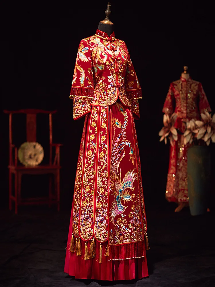 Xiuhe Clothing New Chinese Wedding Dress Ancient Costume Toast Spring and Summer Bridal Gown Outfit