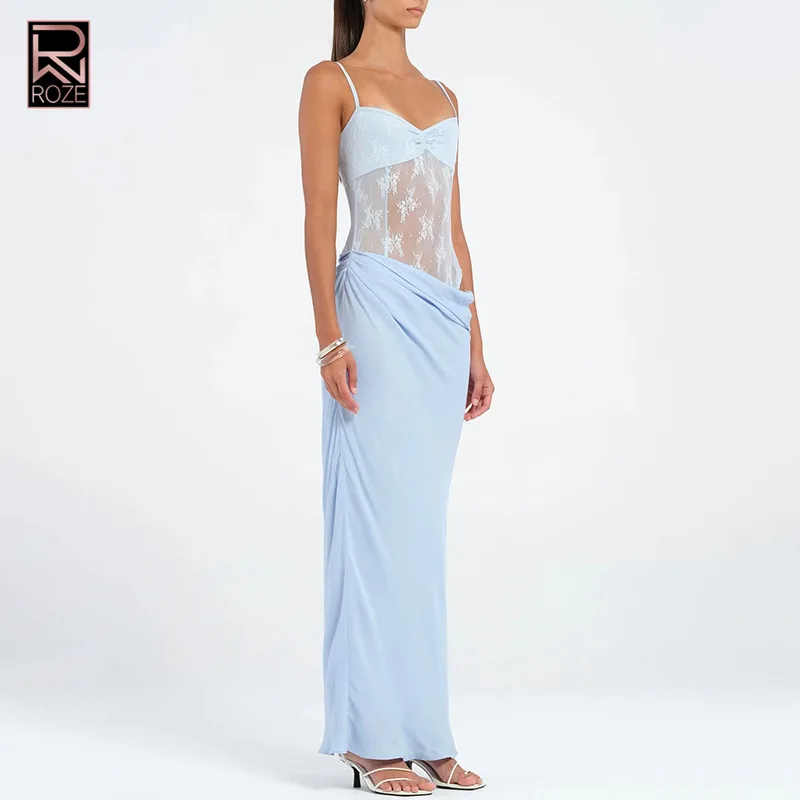 シアープリーツホルタードレス - 滑走路やパーティー用のフリル裾付きの女性のセクシーなハイスリットガウン