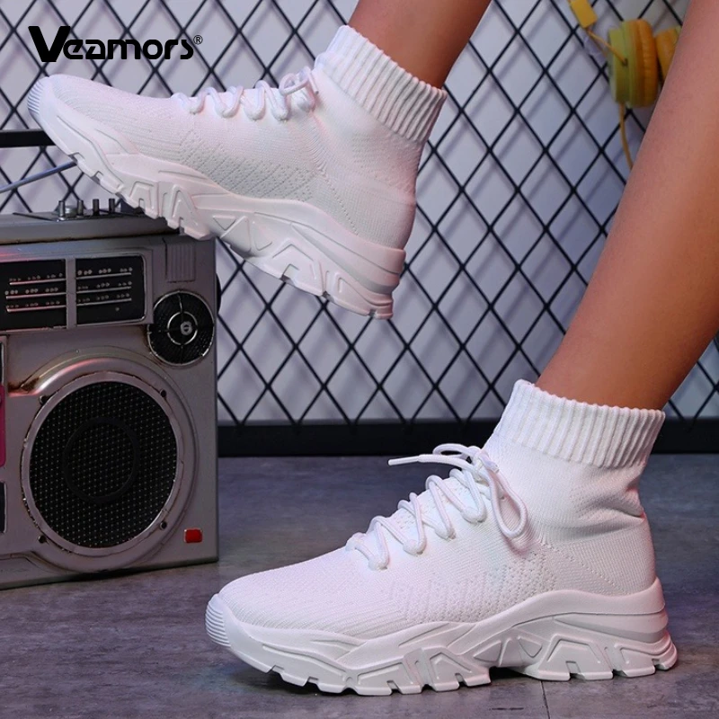 

Breathable Women Socks Shoes Fashion Men's Knitted Casual Sneakers Couple's Trendy Platform Shoes for Jogging Walking Traveling