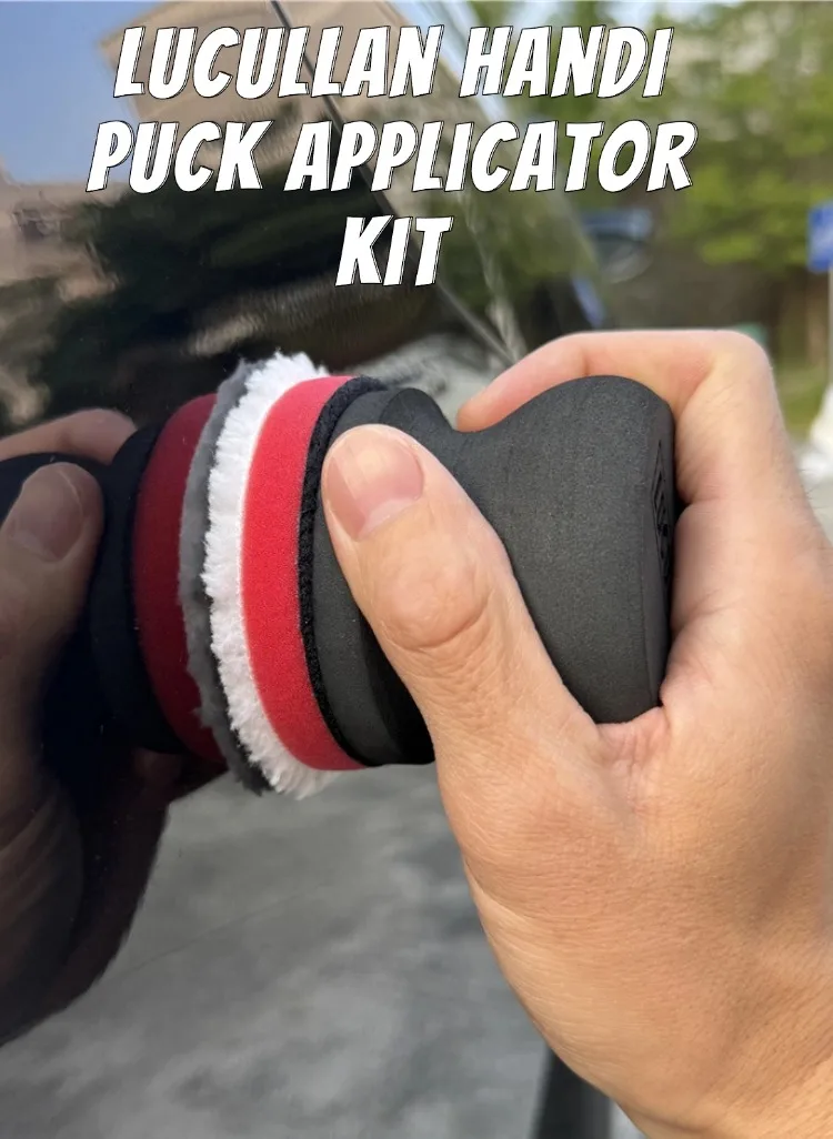 Lucullan Handi Puck Kit Ergonomischer Griff-Handapplikator mit 4 verschiedenen Polier-, Reinigungs- und Endbearbeitungspads – Detail 1
