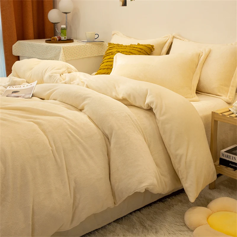 Skin-Friendly Flannel Duvet Cover 1Piece Ultra-Soft Fuzzy Plush Quilt Cover Warmth & Breathable Fade-Resistant Comfort Cover