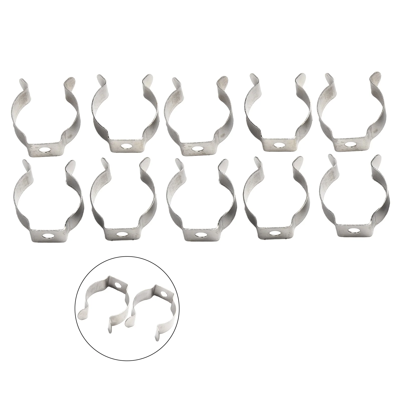 10PCS Spring Terry Clips Open Type Manganese Steel For Workshop Storage Solutions Brooms Brushes Rakes Tools And Pipes