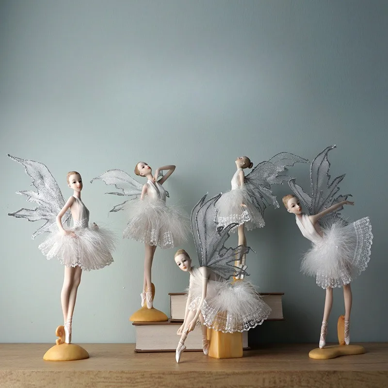 クリエイティブ高級バレエダンス樹脂工芸品エルフガールキャラクター装飾品家の装飾品リビングルームのデスクトップの装飾写真の小道具