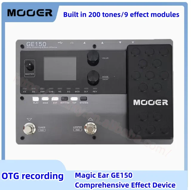 MOOER GE150 Amp Моделирующая и мультиэффектная педаль 55 моделей усилителей 151 Эффекты 80 s Looper 40 барабанных ритмов Педаль эффектов