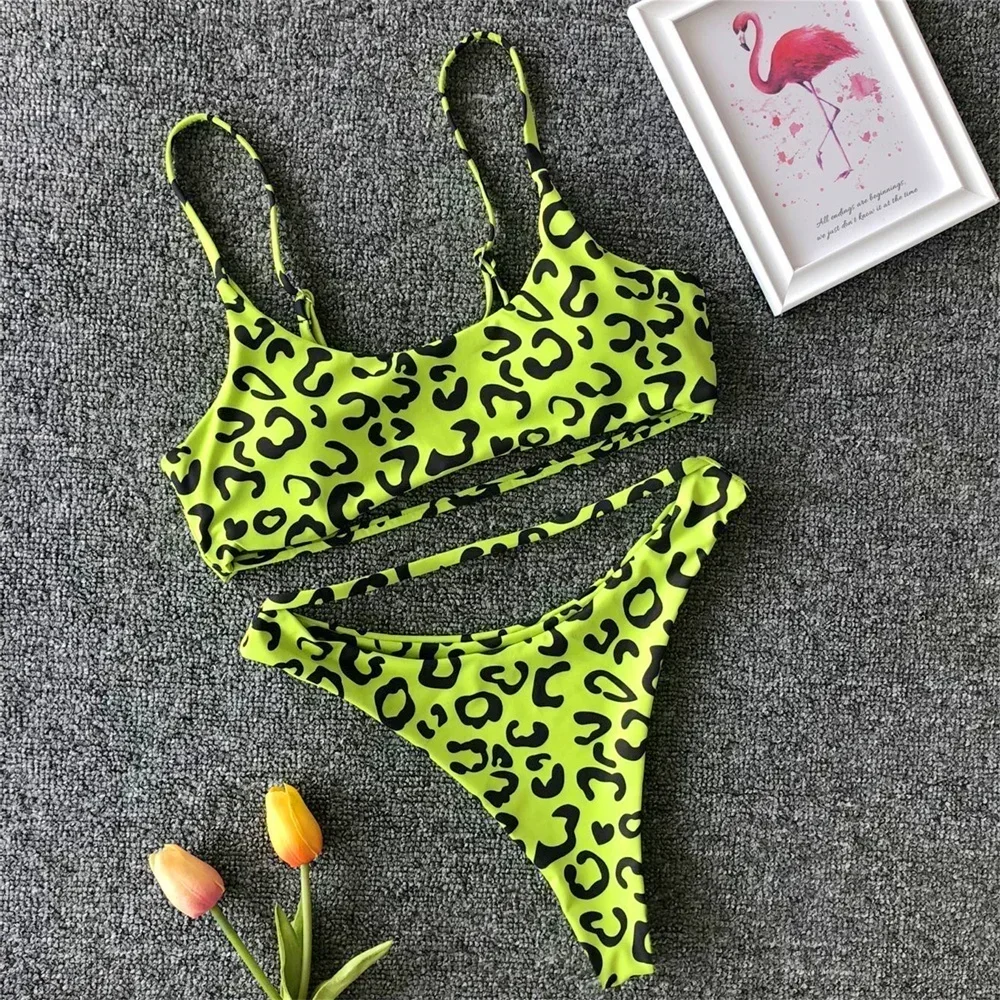Sexy leopardo impressão biquíni tanga maiô feminino micro banho roupas de praia natação maiô moda tendência y2k biquinis 2025