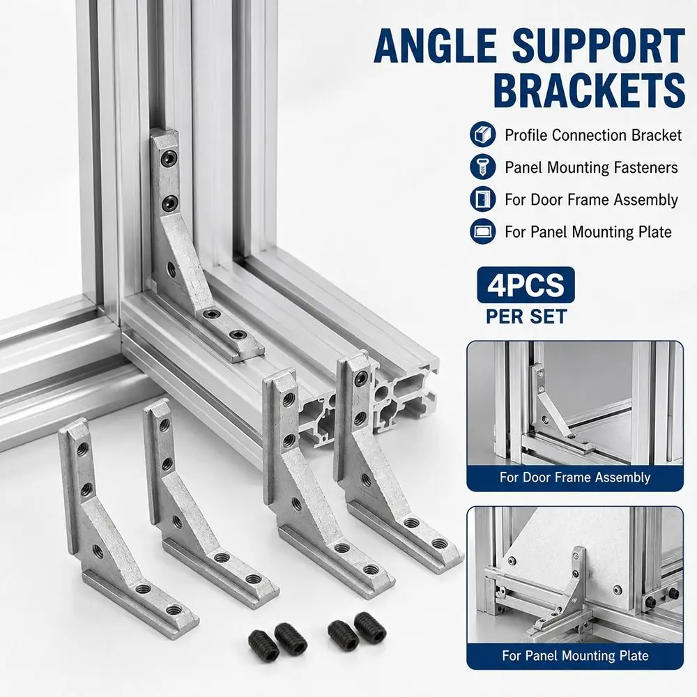 1/4Pcs 2020 3030 4040 Angle Slot Connector Sandblasting Surface Corner Groove Corner Code Bracket Top Wire Die Cast Aluminum