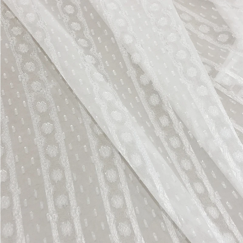 

Жаккардовая сетчатая ткань, летняя полиэстеровая чистая белая шифоновая полосатая сукня, дизайнерская одежда, ткань для шитья, ткань «сделай сам» на метр