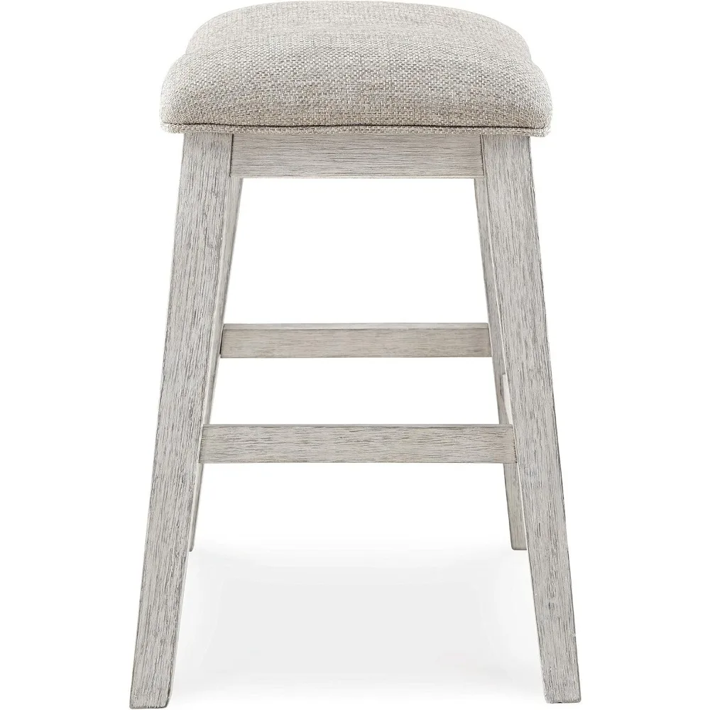 Skempton Modern 24" Counter Height Upholstered Barstool, 2 Count, Whitewash