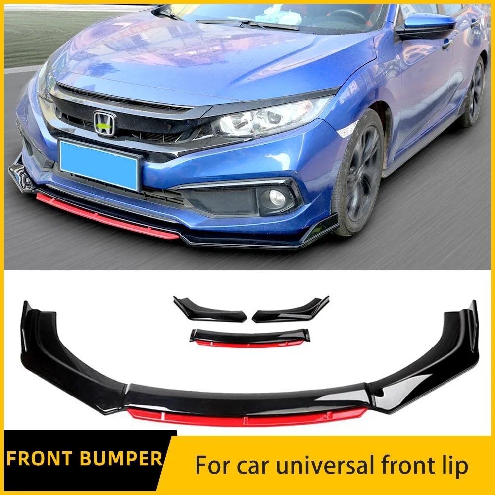 Universal Car Front Bumper Lip Body Kit Spoiler Diffuser 4PCS Red White Carbon Fiber Canard Splitter ABS Plastic Sport Package