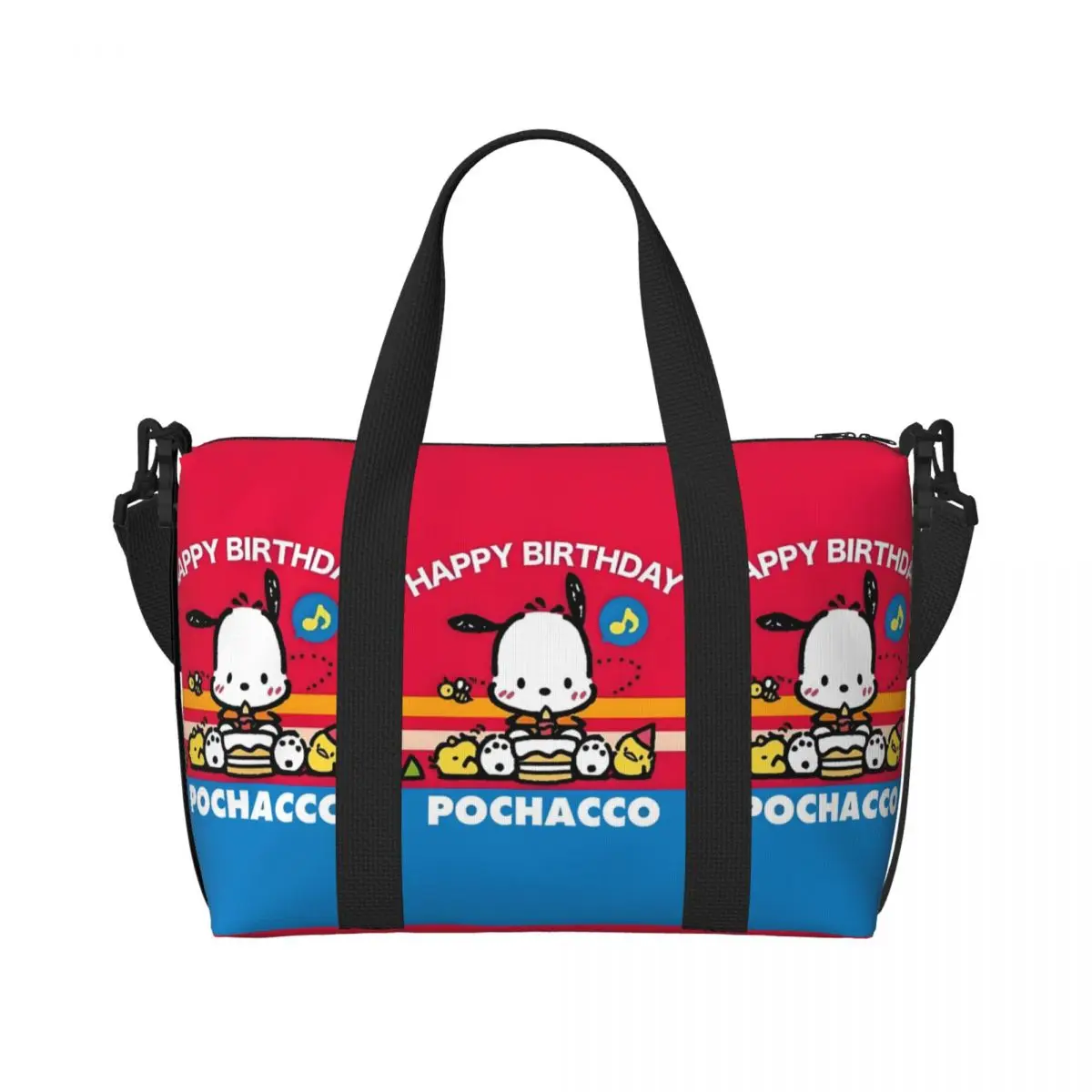 

Custom Large Pochacco Cute Cartoon Tote Bag Women Kawaii Anime Pattern Shopper Shoulder Beach Gym Travel Bag
