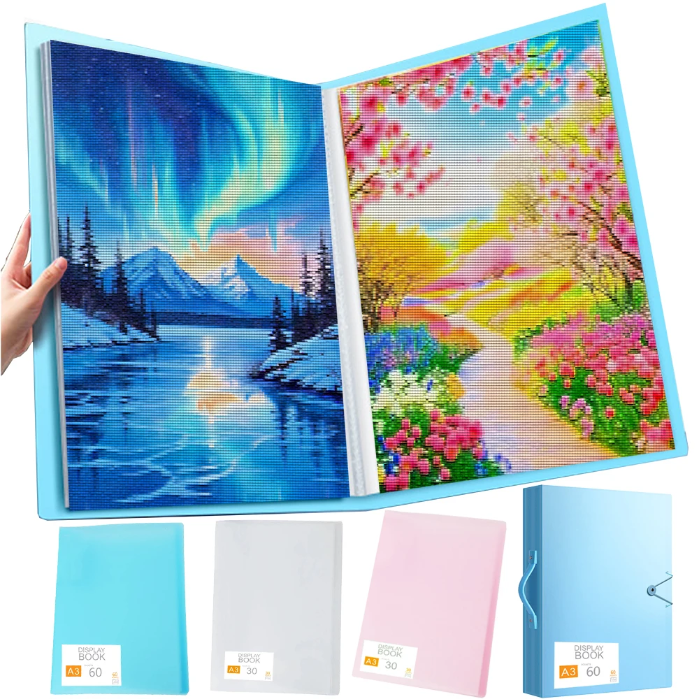 30 Pages Diamond Painting Storage Book Portfolio Presentation Storage Book Clear Pockets Folder Photo Album Stationery Tool