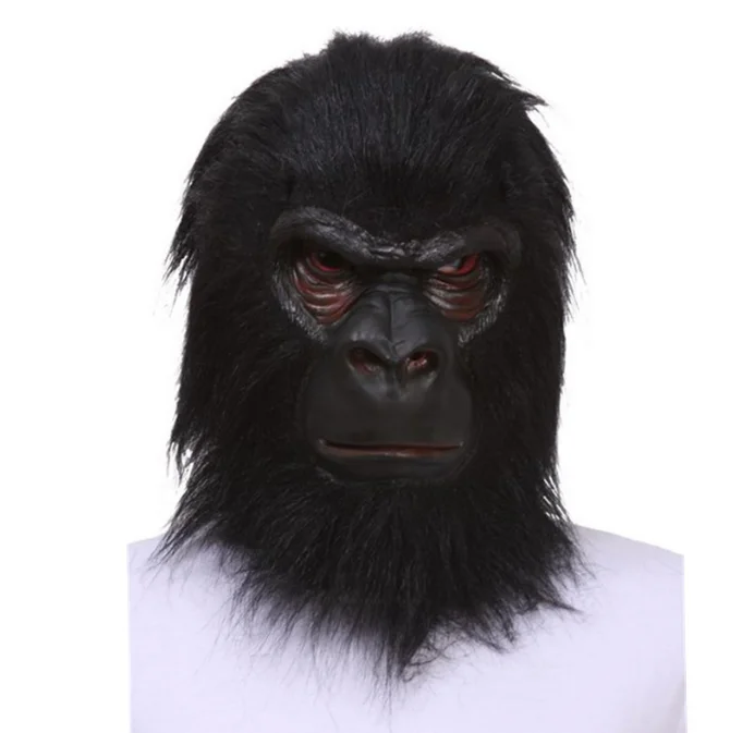 Black Gorilla Latex Mask Adult Full Face Funny Animal Mask Halloween Party Cosplay Costume Props Realistic Headgear