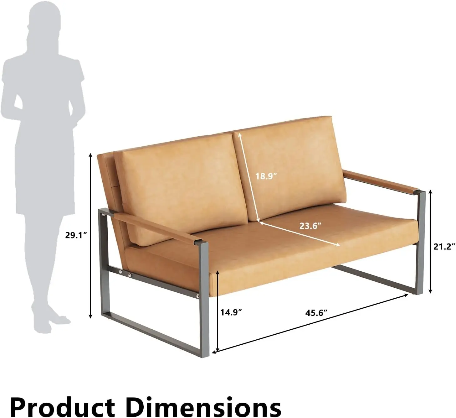 Awqm Faux Leather Sofa,Mid-Century Loveseat Sofa,2 Seat Couch,Classic Sofa Upholstered With Removable Back/Seat