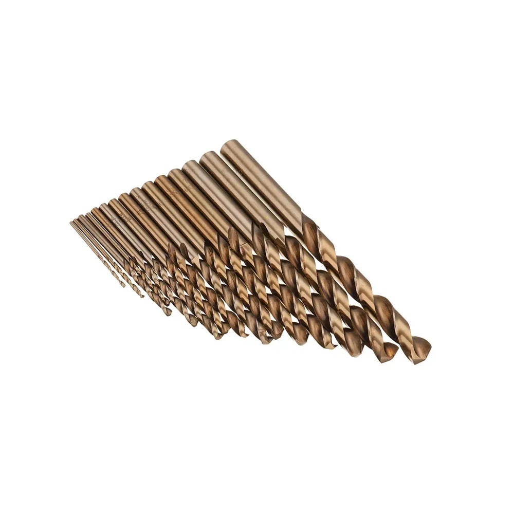 Aço inoxidável Straight Shank Torção Brocas, Metal Ferramenta De Perfuração De Poder, Alta Velocidade, M35, 1.5-10mm, 15Pcs