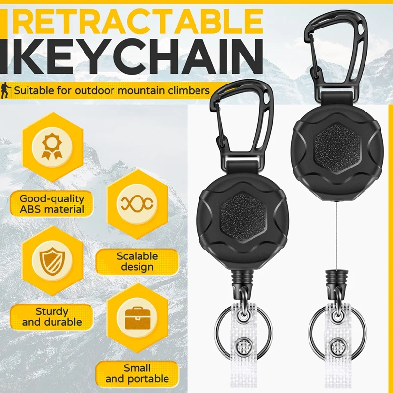 Retractable Keychains Heavy Duty Badge Reel Retractable Id Badge Clip With Upgraded Mountaineering Buckle