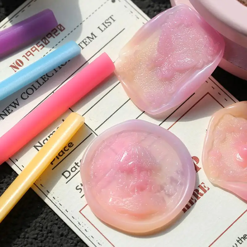 

16 шт./набор восковых полосок желейного цвета/ручная работа DIY создают свадебные приглашения, уплотнение конвертов, полупрозрачный воск с огненной печатью