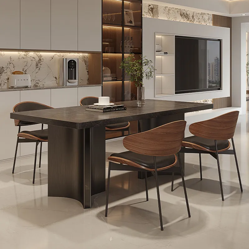 Home Modern Simple Rectangular Dining Table Italian Minimalist Thickened Slate Dining Table Light Luxury Dining Table And Chairs